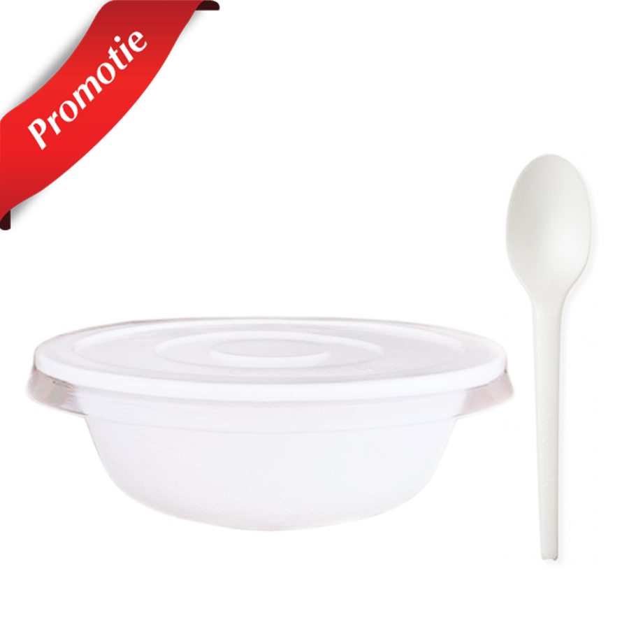 Pachet catering bio 10 seturi bol trestie de zahar + 10 seturi linguri cpla